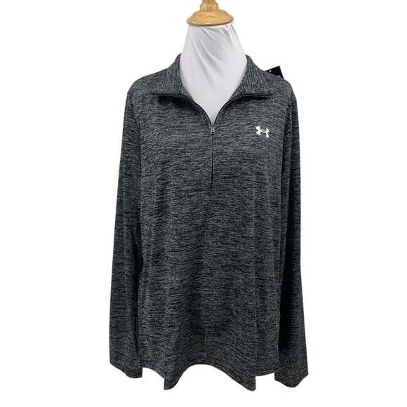 Under Armour Tops - Under Armour Shirt Womens L Large Black Titanium Tech Twist 1/2 Zip Space Dye